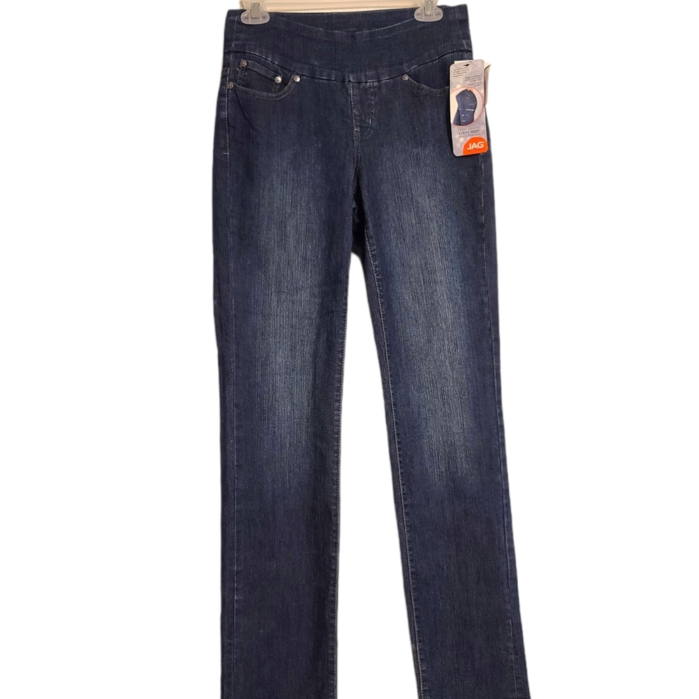 JAG Peri Straight Women's Size 4 Pull on Anchor Blue 32" inseam denim jeans